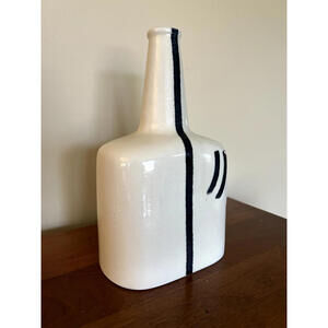 Black and White Ceramic Bottle Vase 11.5"x7"x4" (Minimalist Art Pottery)